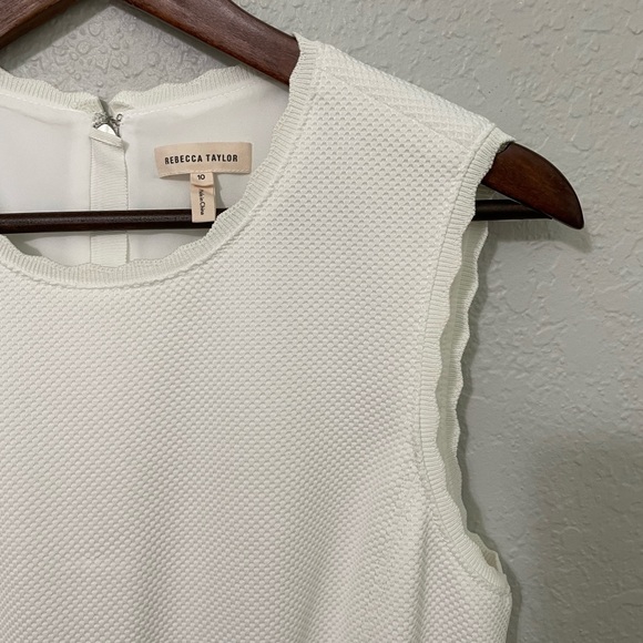Rebecca Taylor White Fit and Flare Textured Scalloped Dress - Picture 6 of 13